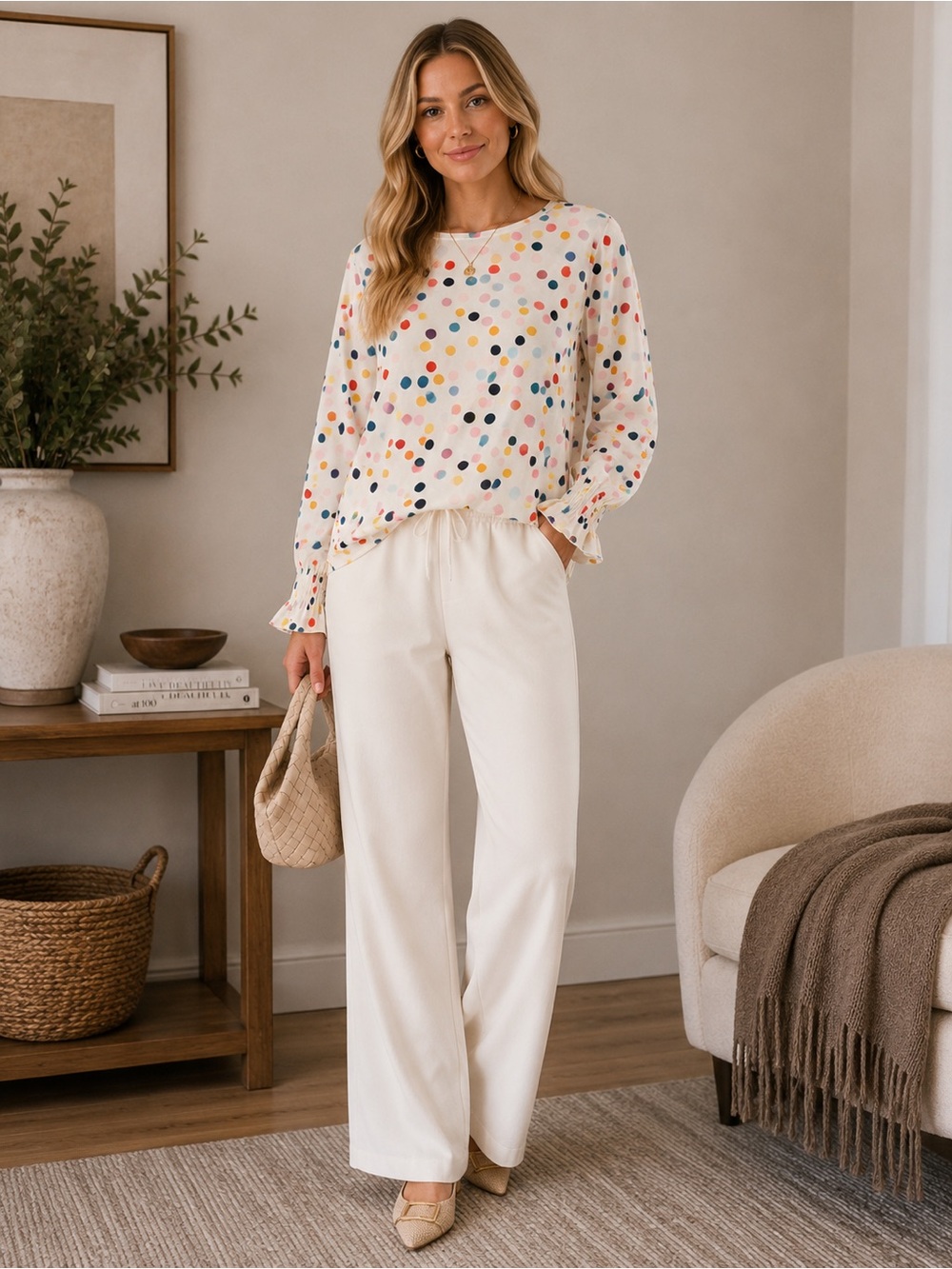 Cream Wide-Leg Pants — Versatile Everyday Women’s Trousers